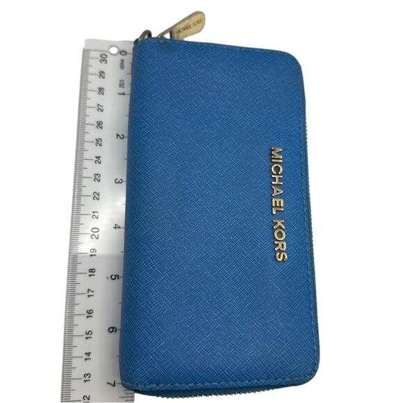 Michael Kors Blue Zip Around Wallet - Picture 8 of 8